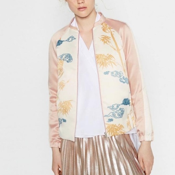 Zara Silk Printed Bomber Jacket - Picture 3 of 10